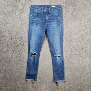 Rag & Bone 10 Inch Skinny Jeans Mojave Distressed Raw Hem W1532K089MOJ Womens 25